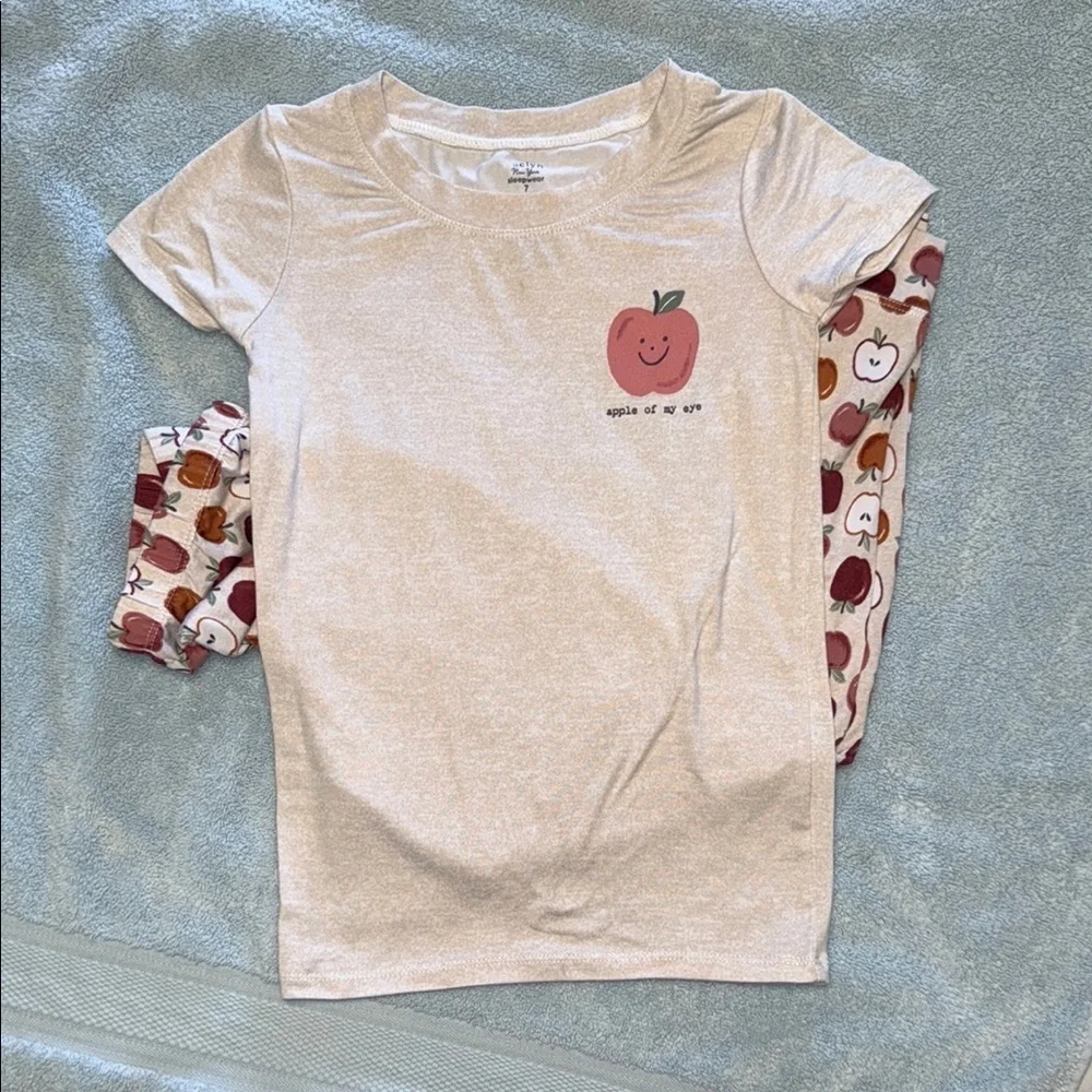 Cute Apple Print Pajama Set